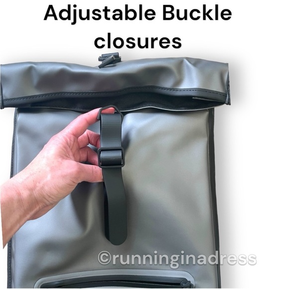 NWT Rains Waterproof Rolltop Rucksack Laptop Backpack In Metallic Grey - Picture 9 of 14